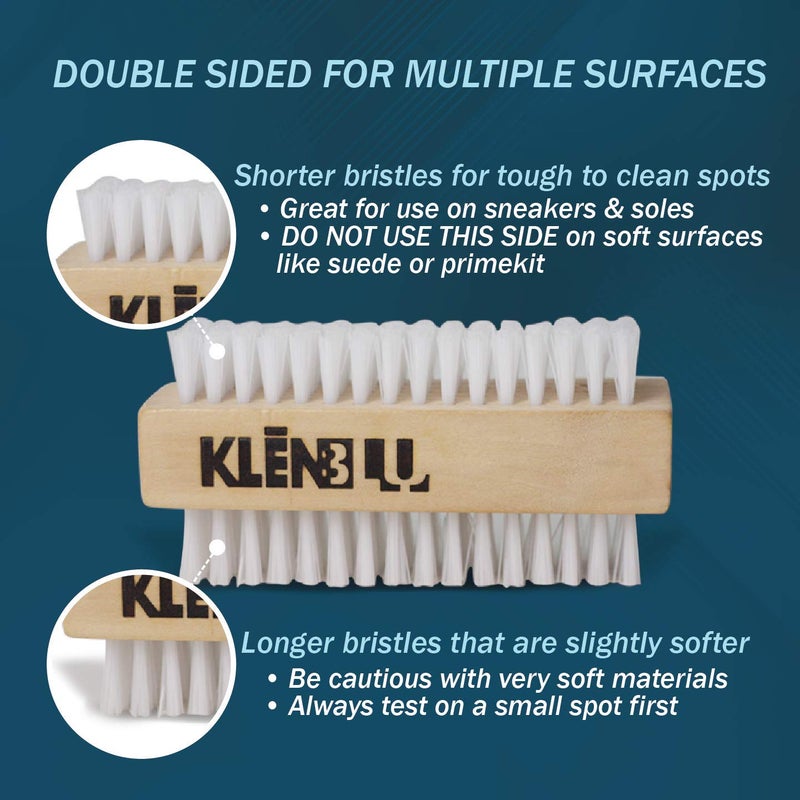 KLENBLU Sneaker Cleaner Brush/Cleaning Brush by KlenBlu - Premium Double Sided Wooden Shoe Care Brush Made with Nylon (2 Pack) - Image 2